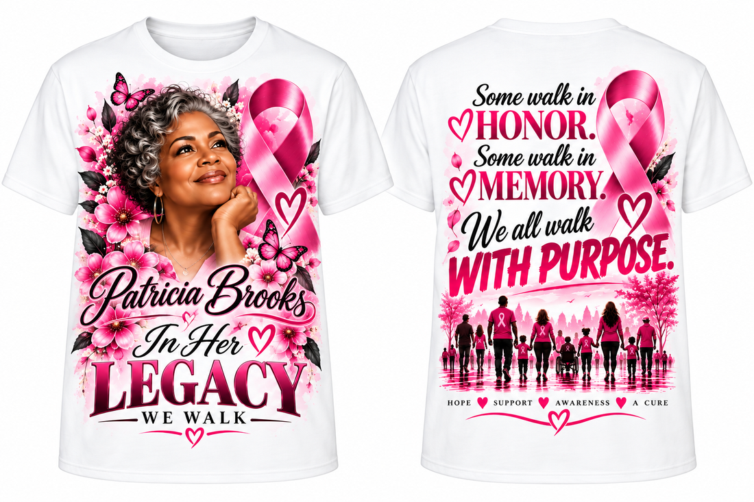 Personalized breast cancer walk short sleeve shirt front and back mockup
